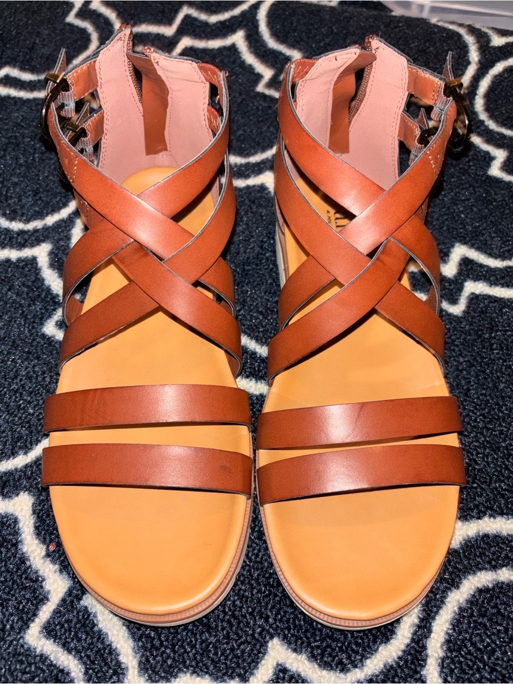 Women's Strappy Cross-Band Sandals - Brown